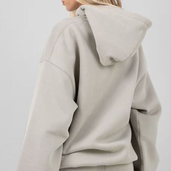 NEW Comfrt Minimalist Cement Gray Oversized Baggy Weighted Unisex Relax Hoodie - Picture 7 of 8